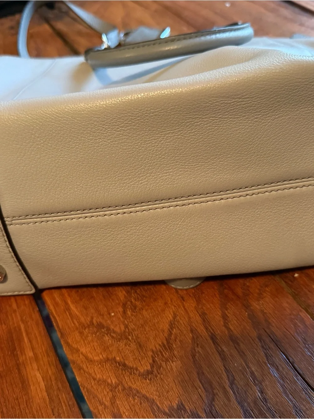 Michael Kors Riley (Pearl Grey) Leather Satchel with Shoulder Strap